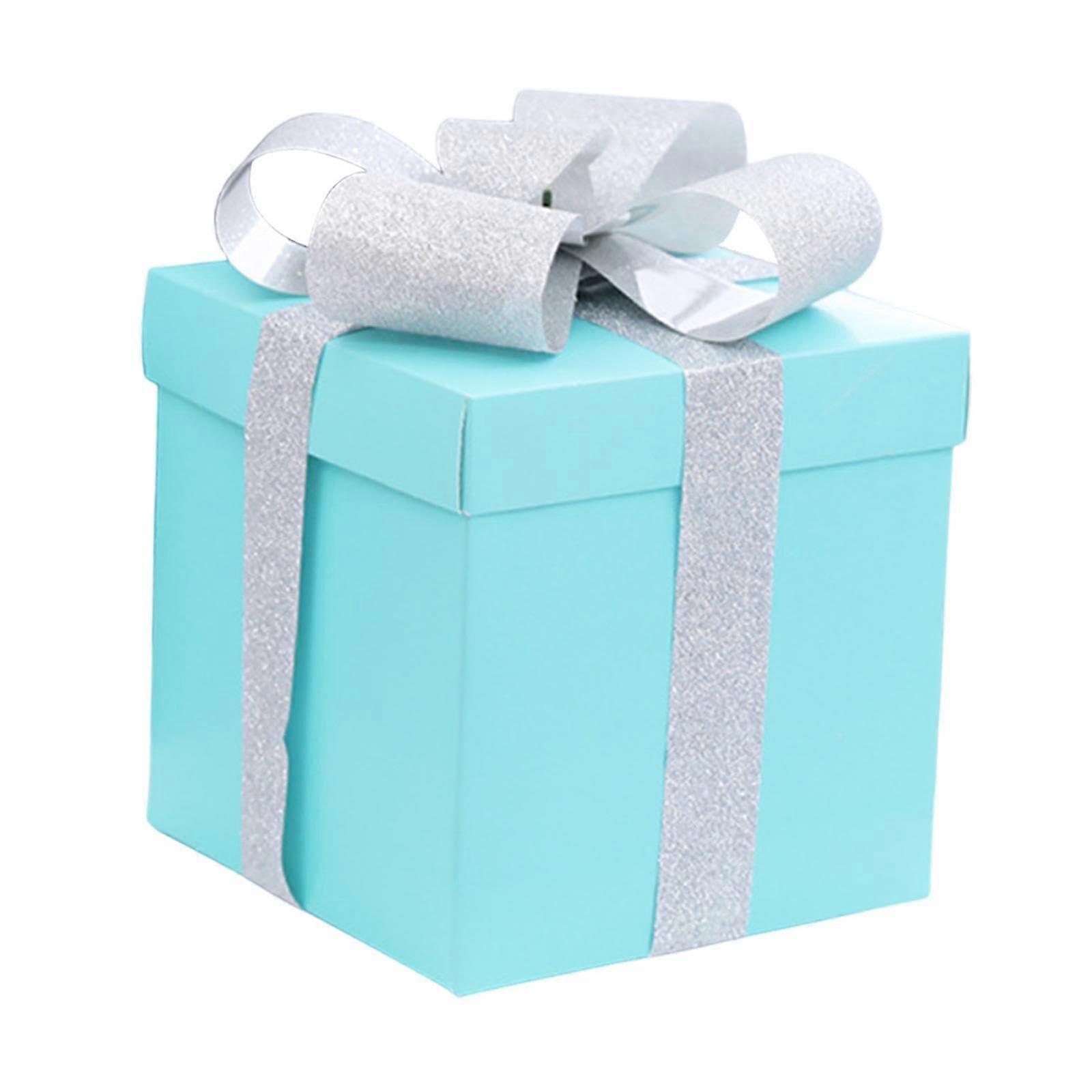 Christmas Gift Boxes with Lids, Decorative Square Boxes for Birthdays, Valentine's Day, Holidays, Blue Color, 4 Pack