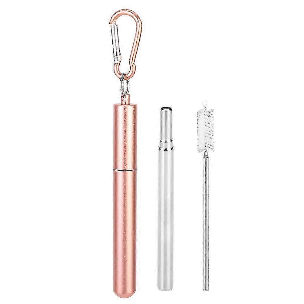 2025 Paille réutilisable télescopique portable en acier inoxydable avec brosse de nettoyage pour boire du café au lait TeaPink