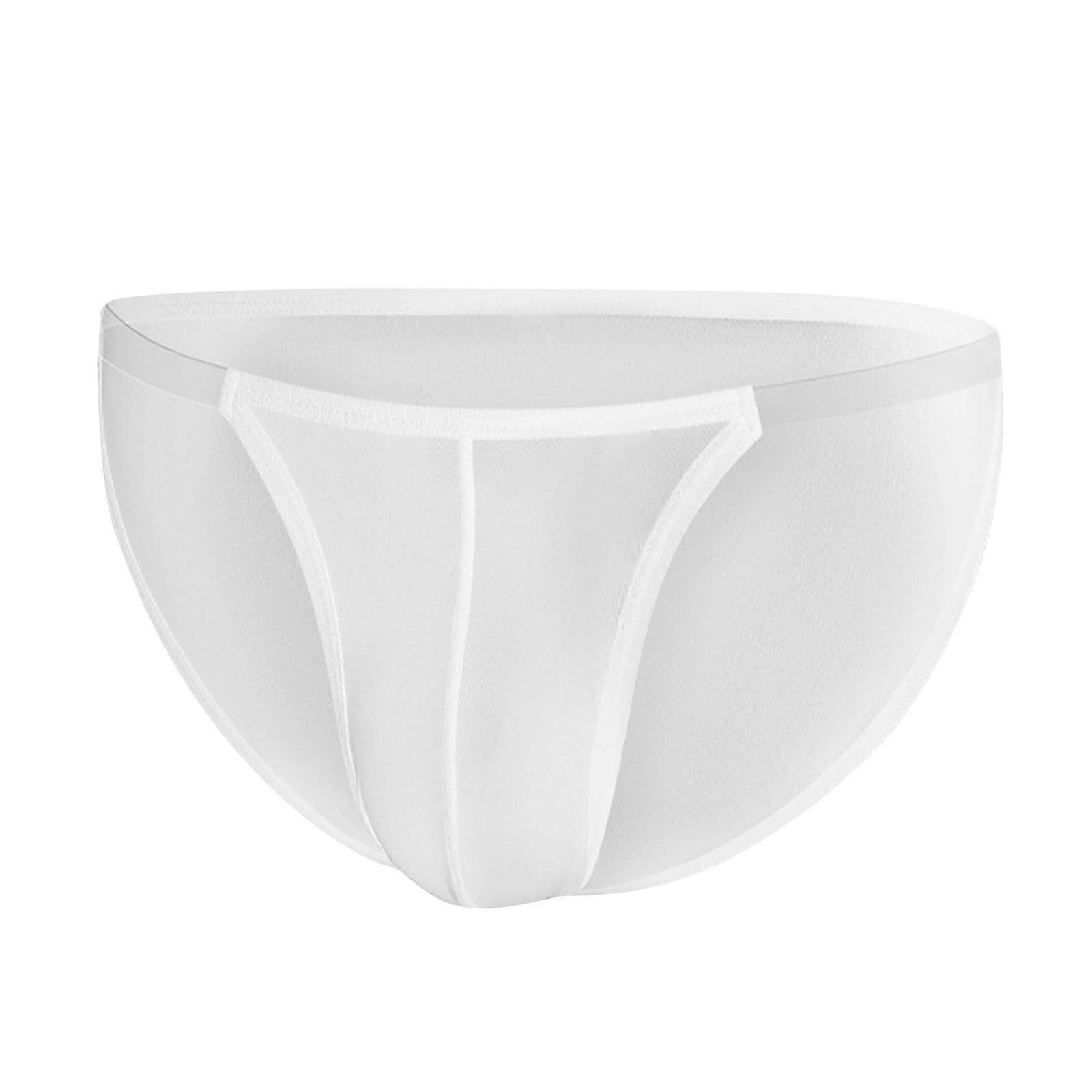 Stylish Men's Underwear Ice Silk Low Rise Solid Color Latex White XXL