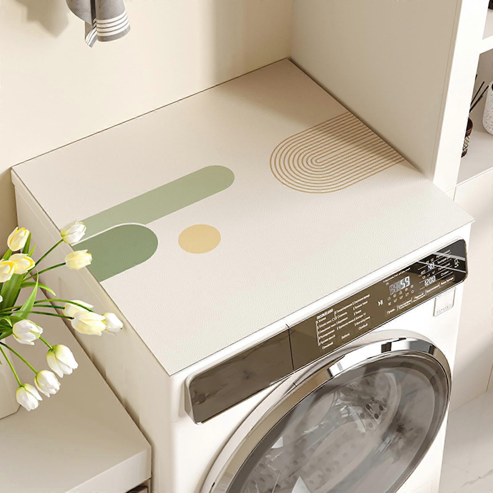 Washing Machine Top Cover, Waterproof Dustproof Non-Slip Protector for Washers, Refrigerators, Nightstands, Dining Tables, 60cm x 50cm A7 Style