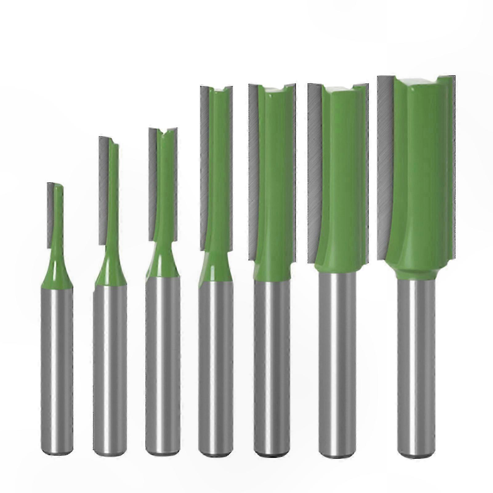7-Piece Double Flute Straight Router Bit Set, 6mm Shank, 3-12mm Blade Diameter, Woodworking Milling Cutter Tool