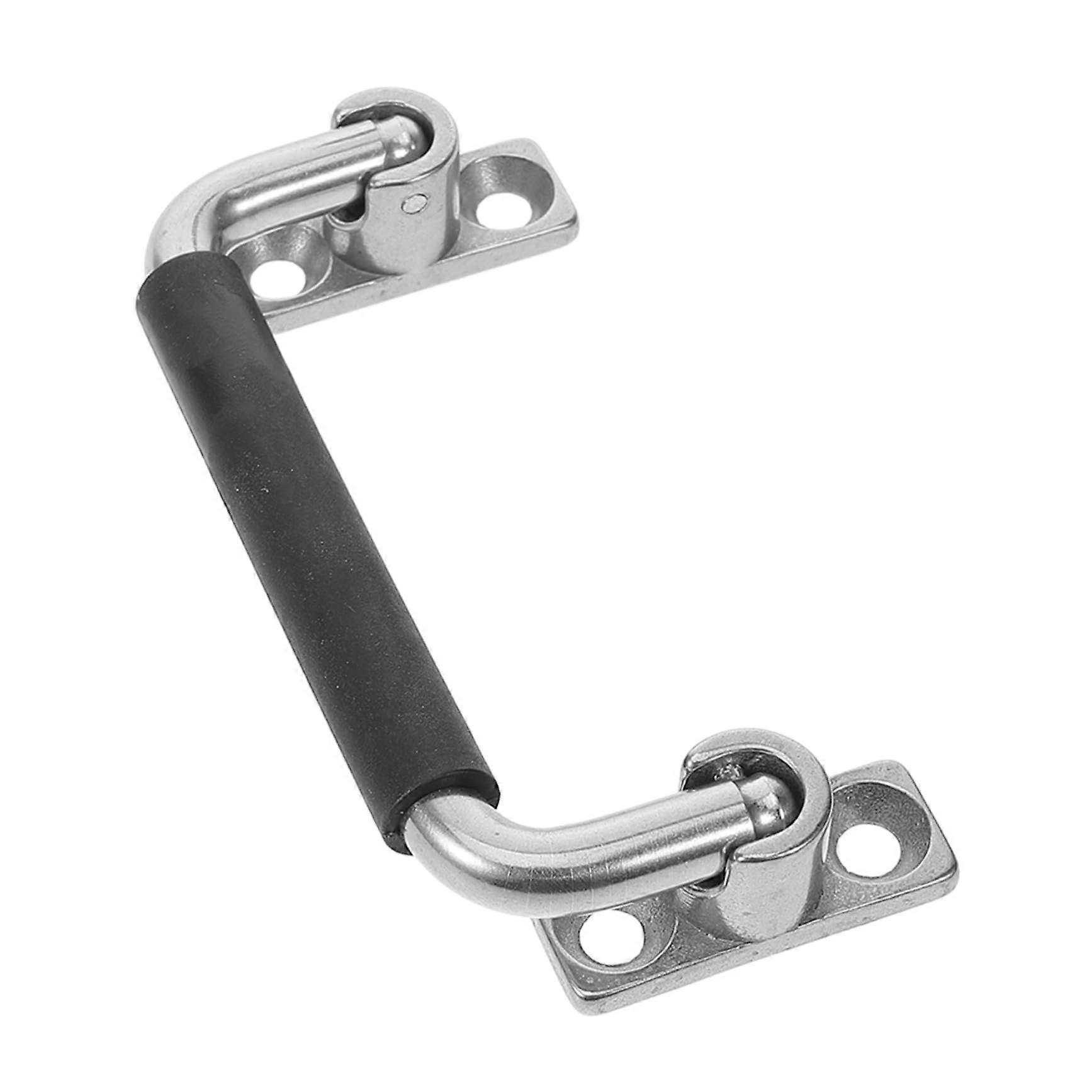 Stainless Steel Flat Handle for Heavy Equipment, Durable Pull Handle with Rubber Grip, Positioning for Cabinets, Boxes, Metal Chassis, Spacing