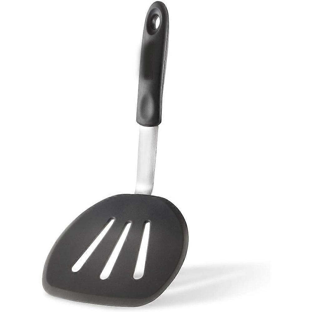 Round silicone spatula with non-stick soft grip, black