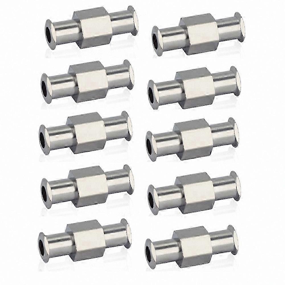 10-Pack Luer Lock Adapter Couplers, Metal Double Joint Connectors for Pneumatic Applications
