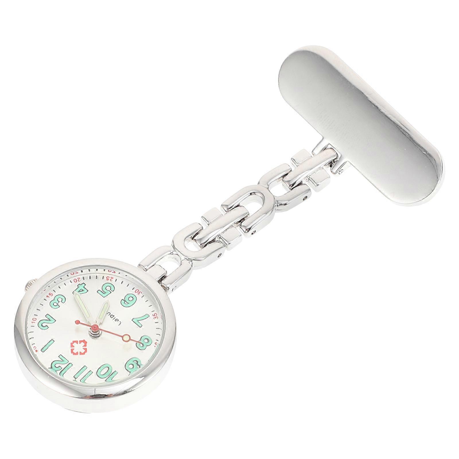 Chest Watch for Nurses Clip on Design Medical Professionals Silver Clear Dial Viewing 1Set