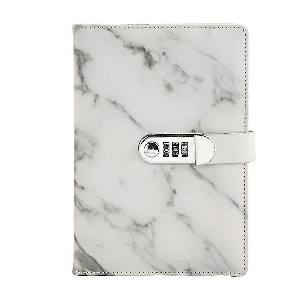 A5 PU Leather Lockable Office Journal with Marble Pattern, Bookmark, Portable Business Notebook