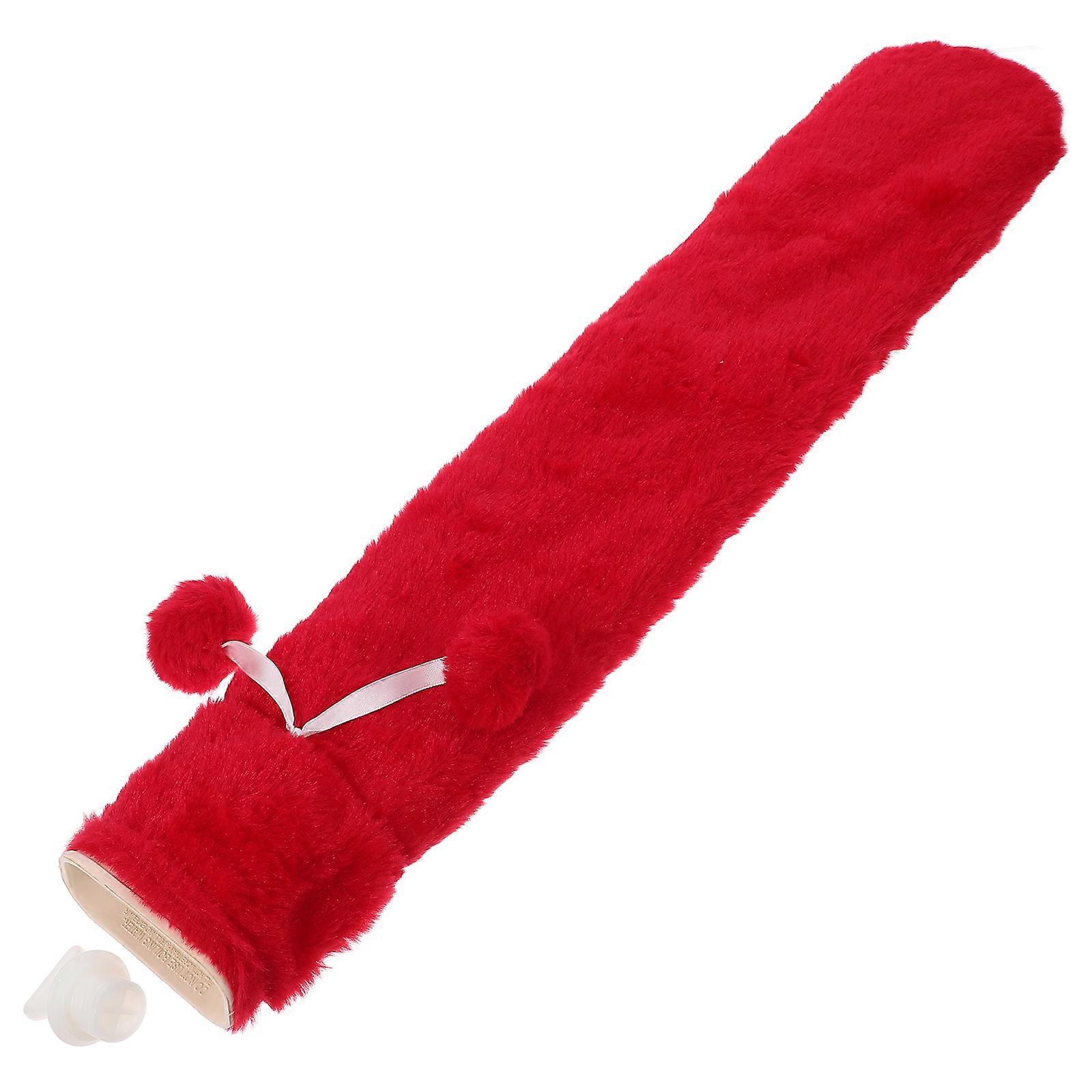 Rubber Hot Water Bottle With Plush Cover For Winter Cold Home Use Back And Shoulder Strip Design Heat Therapy 1Pack