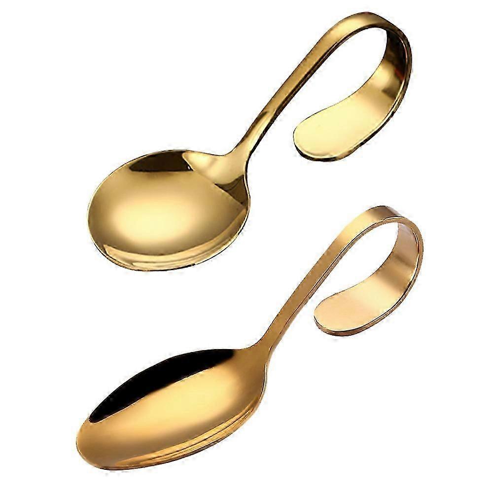 Serving Spoons Appetizer Stainless Steel Bent Handle Design for Household Users 13.5x4.5cm