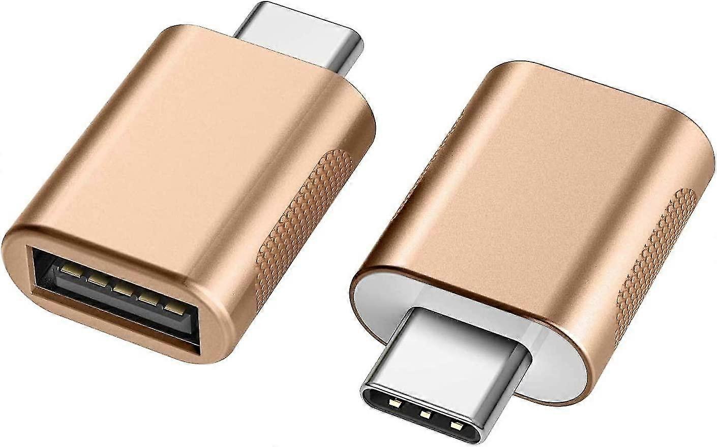 USB C to USB Adapter (2 Pack), USB-C to USB 3.0 Adapter,USB Type-C to USB Adapter,(Gold)