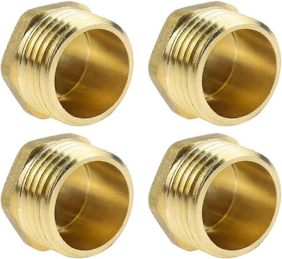 4 Pcs Brass Plug 1/2" Male External Thread Brass Pipe Hex Head Plug Fitting