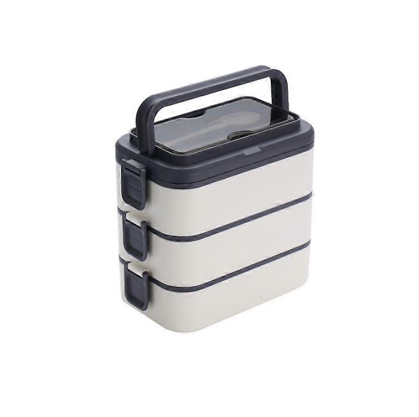 Stackable Bento Box Adult Lunch Box, 3000ml Large Capacity Portable 3 Layers, Leakproof Microwave Safe Lunch Box - white