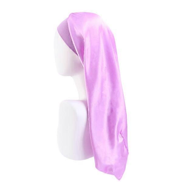 Simulation silk long tube elastic cap (light purple)