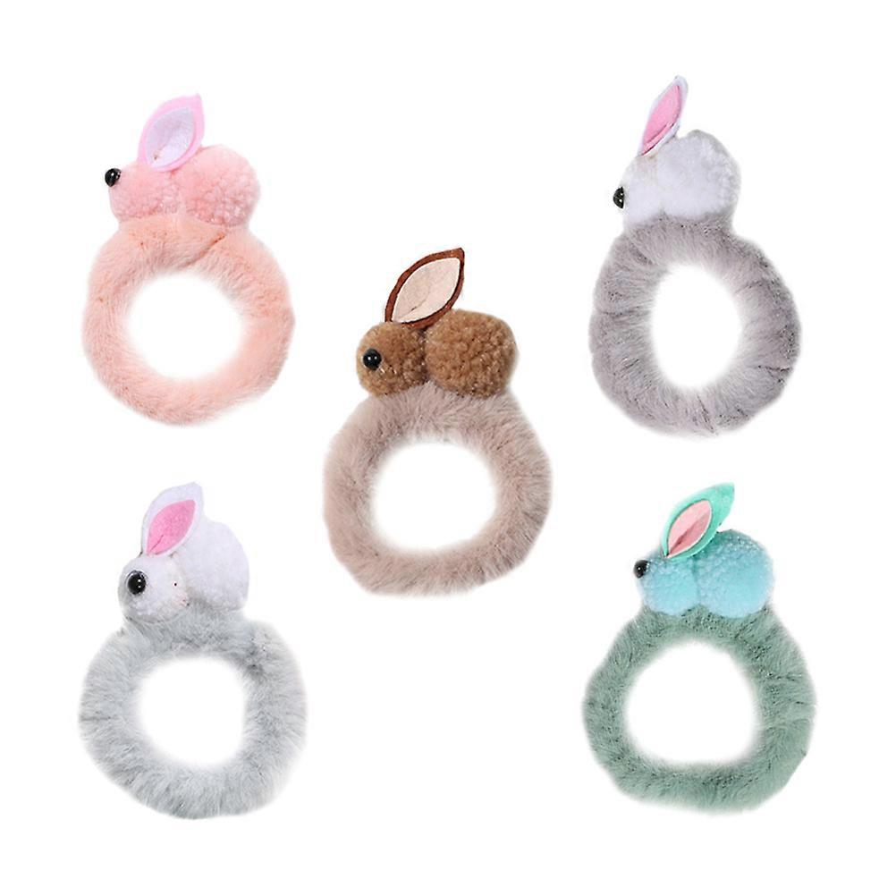 Masteelf 5Pcs Tie Decorative Rope Plush Easter Rabbit Hair Accessory