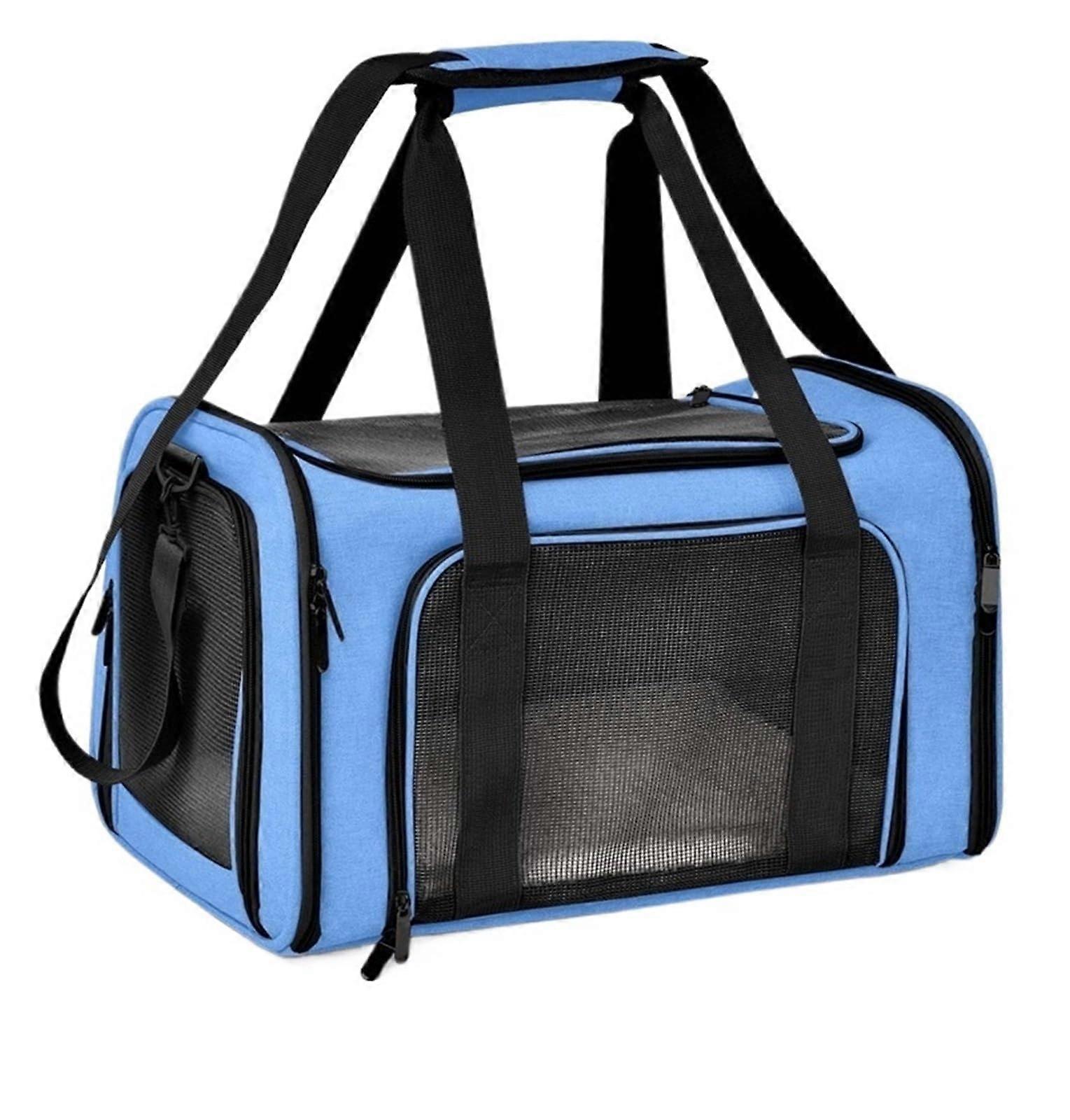 Dog Carrier Bag Soft Sided Backpack For Small Dogs And Cats Blue 50x34x34 Cm