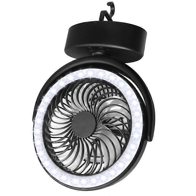 Camping Fan with LED Light, Personal USB Fan with Hook