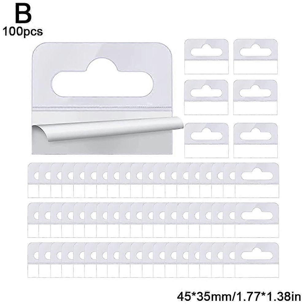 100 Pcs Hanging Tabs Round Hole Hanging Tags Plastic PVC Adhensive Hook