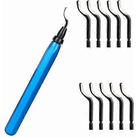 Deburring Tool, Burr Remover with 10 BS1010 Steel Replacement Blades, 360