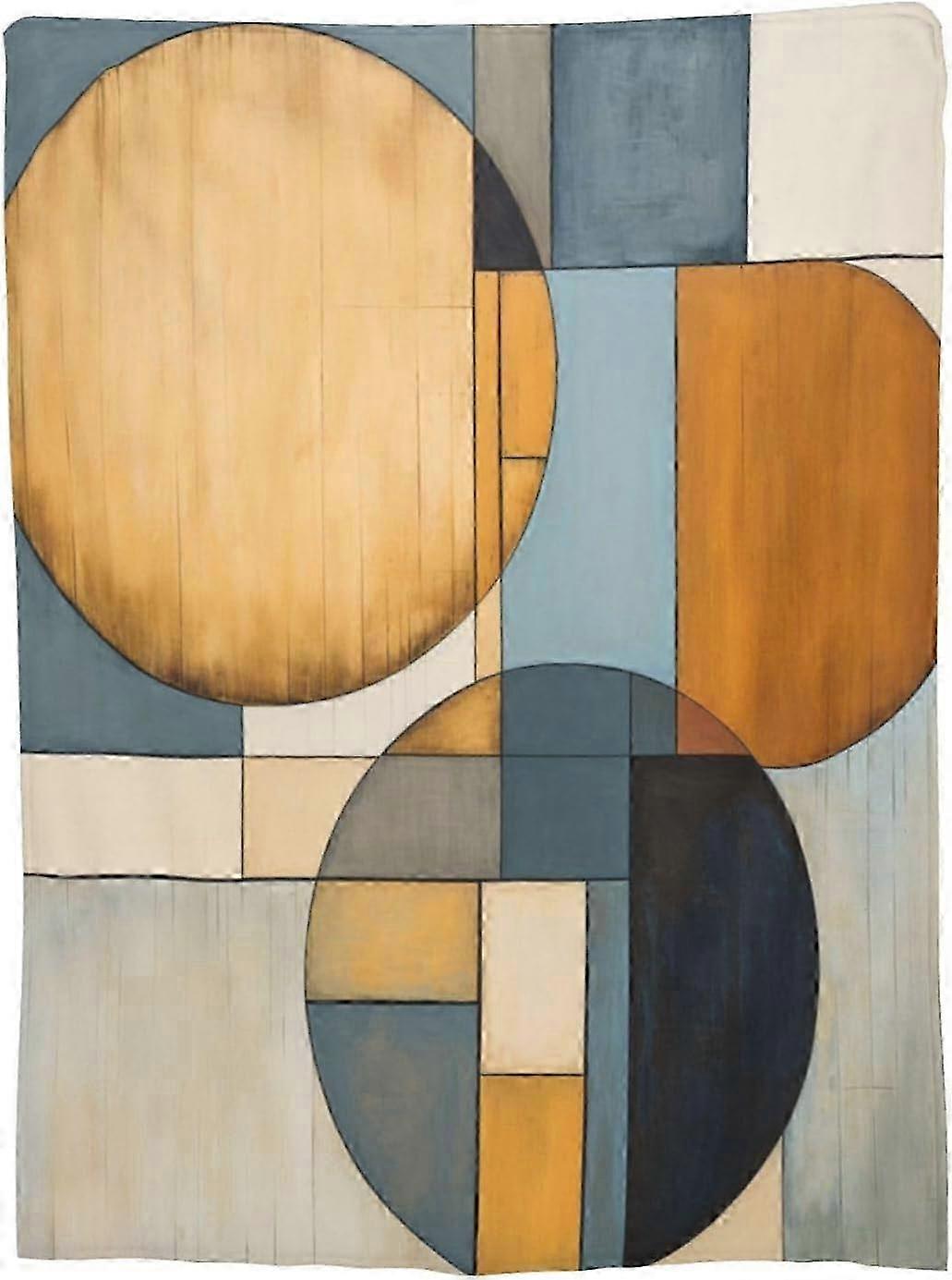 2025 WSYKC Abstract Art With Circles Pattern Throw Blanket - Soft Plush Flannel Throw Blankets For Bed/Couch/Sofa/Office/Camping 150cmX125cm Blanket A