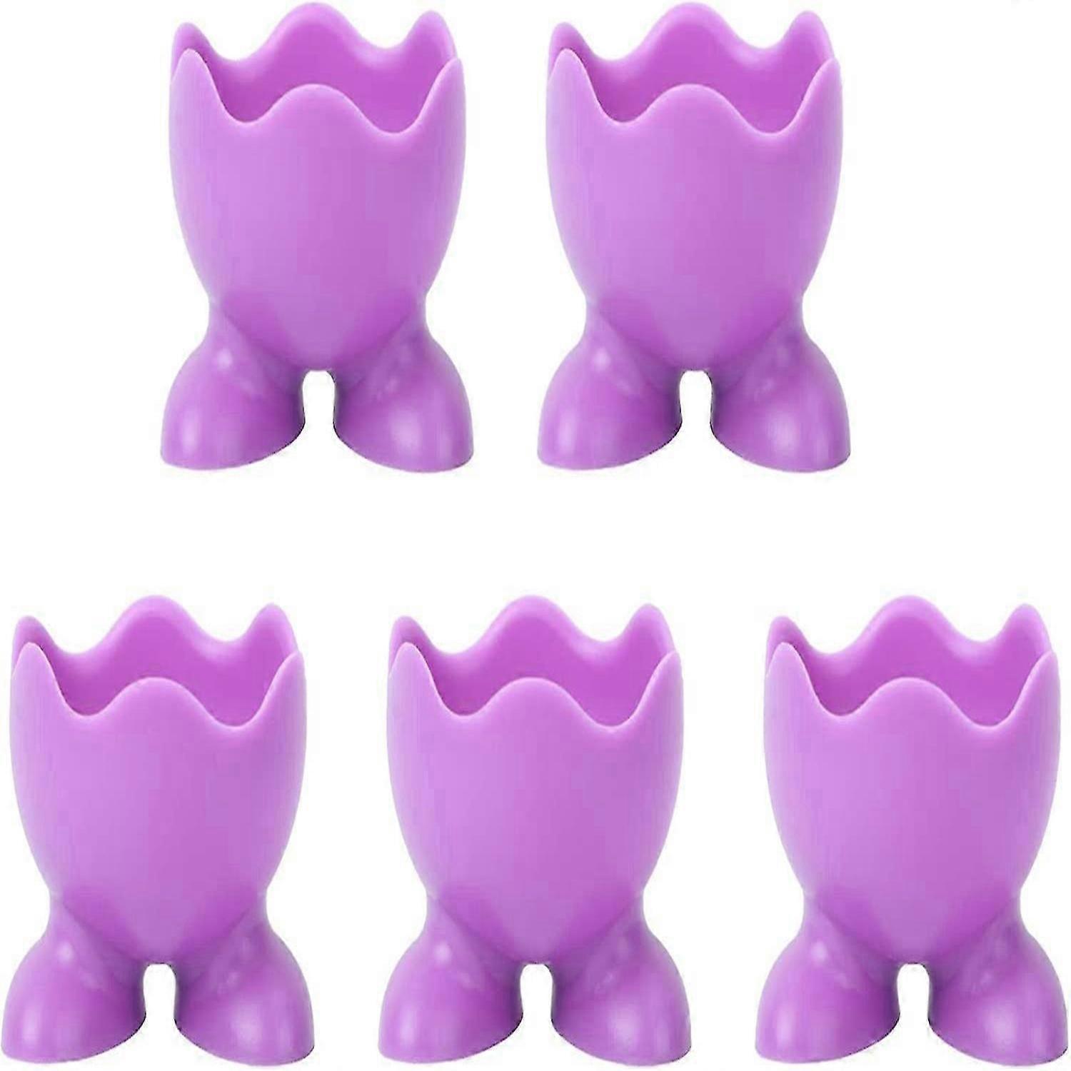 5 Pieces Silicone Egg Cup Tray Egg Rack Stand Kitchen Utensils (Random Color)