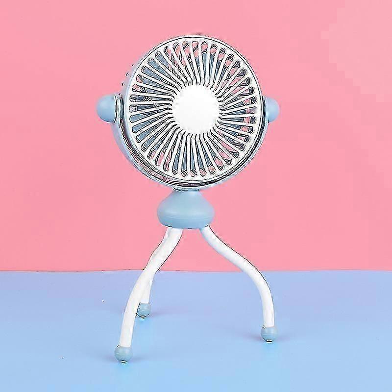 Portable USB Rechargeable Mini Fan for Strollers, Office, Travel, and Camping (Blue)