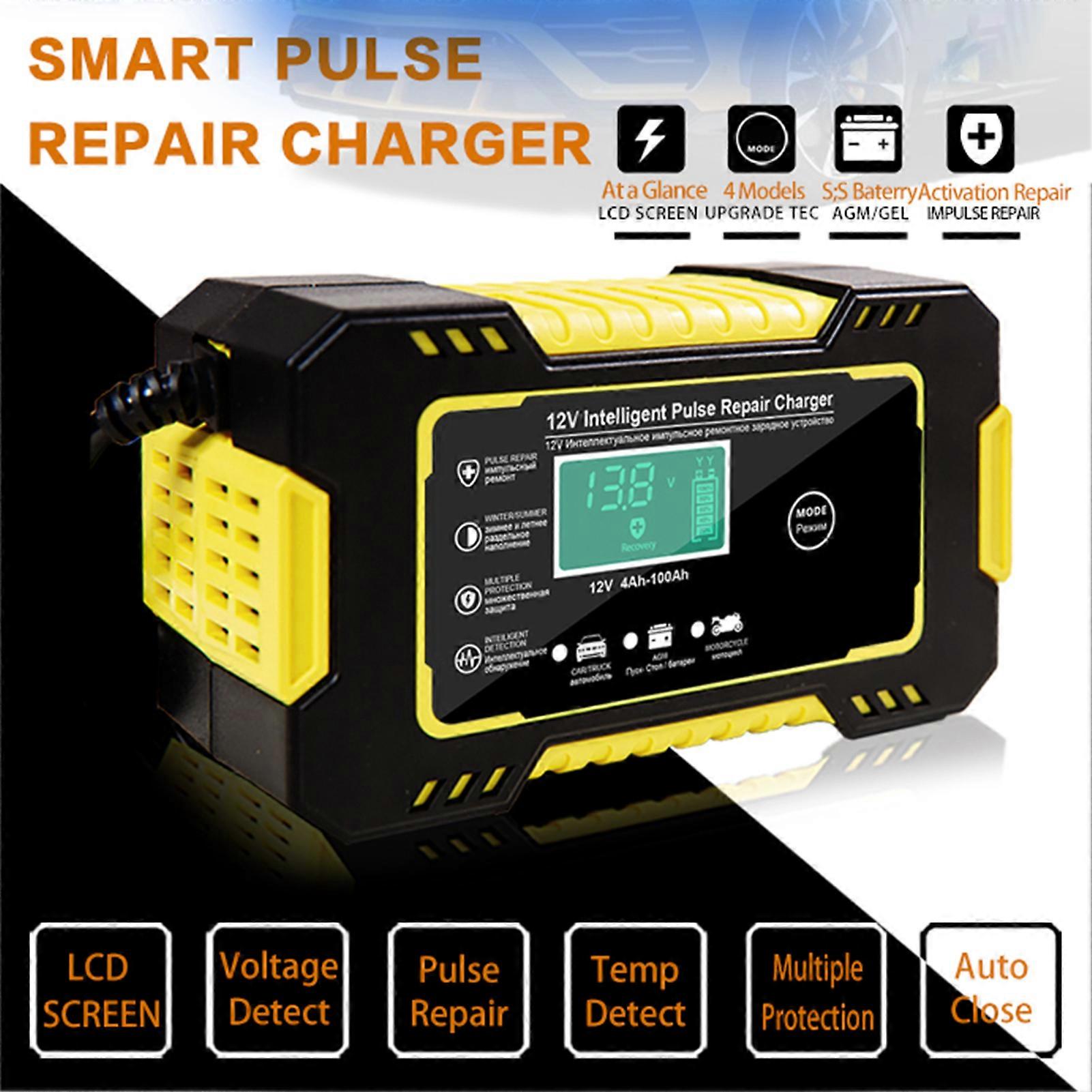 Car battery charger 12V automatic with LCD display for motorcycle