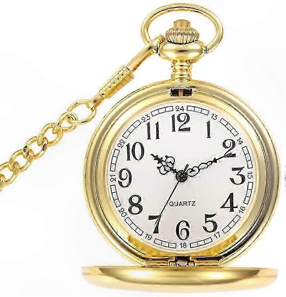 Vintage Quartz Pocket Watch with Classic Fob Design and Short Chain