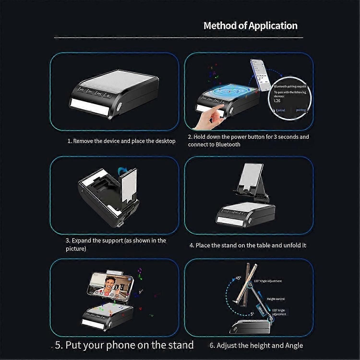 With Bluetooth Speaker Led Light Portable Foldable Cell Phone Stand