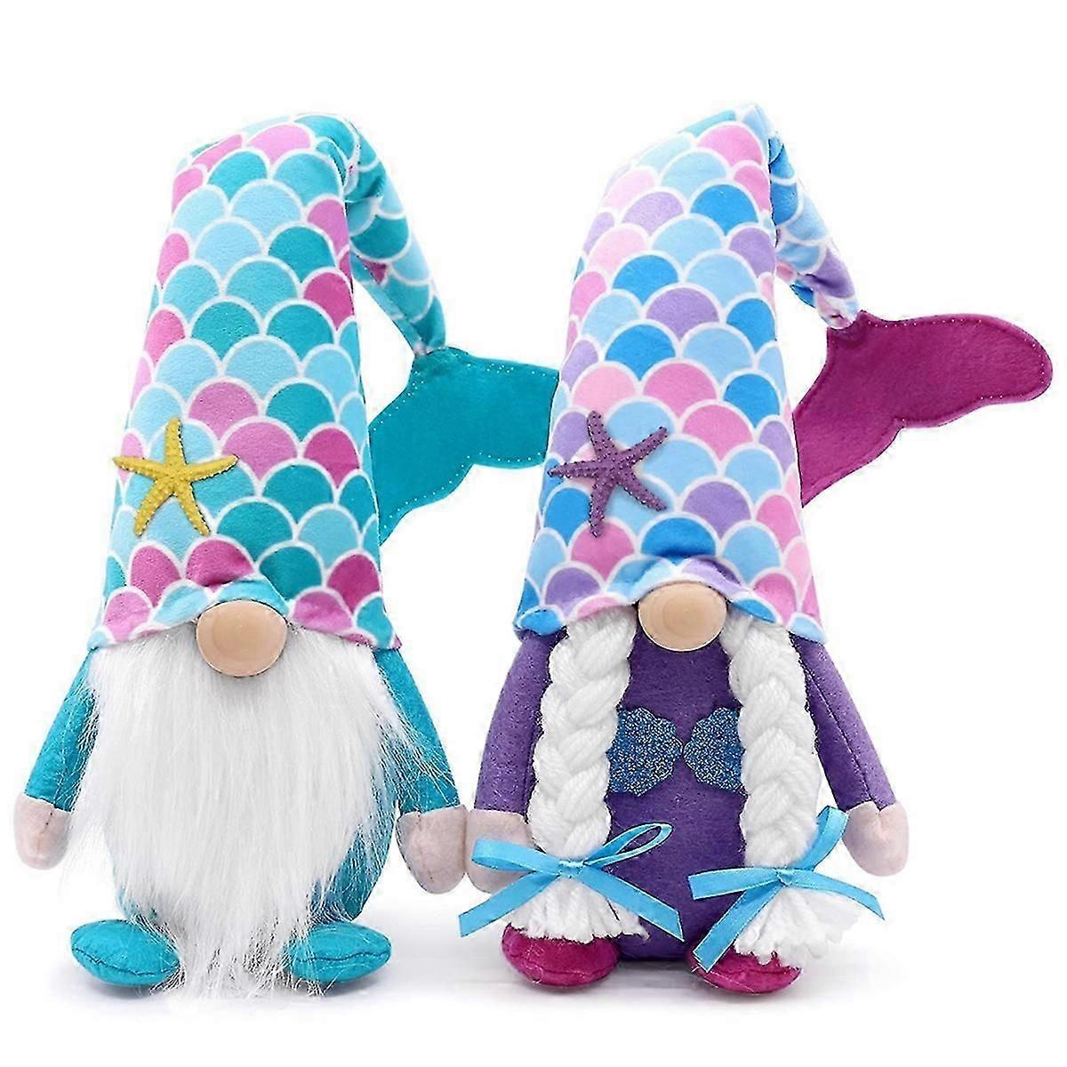 Spring Summer Gnomes Plush Decorations 2 Pack Handmade Beach Style Couple Stuffed Gnome Farmhouse Ru