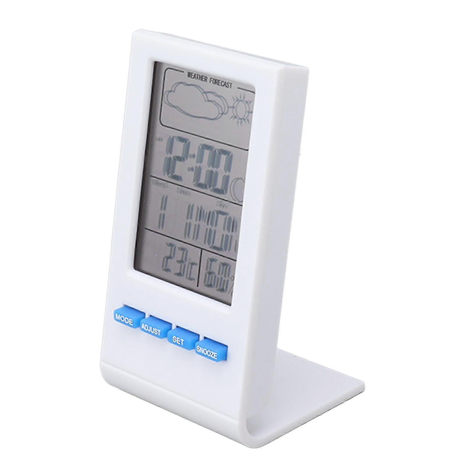 LCD Screen Digital Hygrometer Indoor Thermometer Humidity Gauge Temperature Humidity Monitor Alarm Function Weather Display White