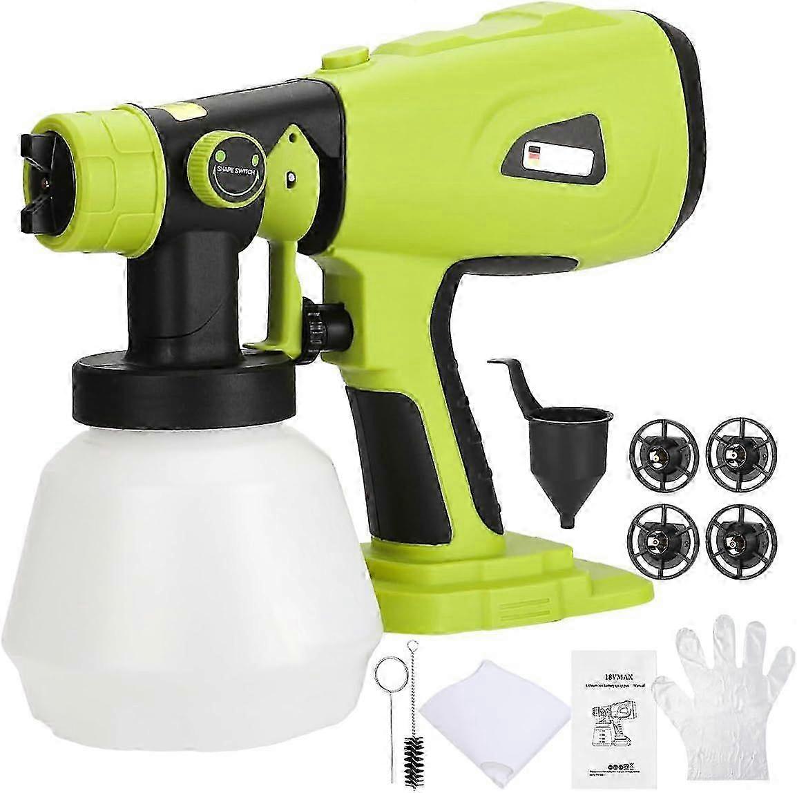 Paint Sprayer for Ryobi 18V Battery, Cordless Paint Sprayer with 1000ML Container, Handheld HVLP Paint Gun Electric Paint Sprayer (No Battery)
