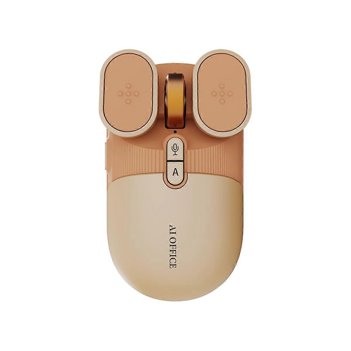 USB Rechargeable AI Wireless Mouse Silent 2.4G/Bluetooth Mouse AI Voice Control for Computer/Office Milk Tea Color