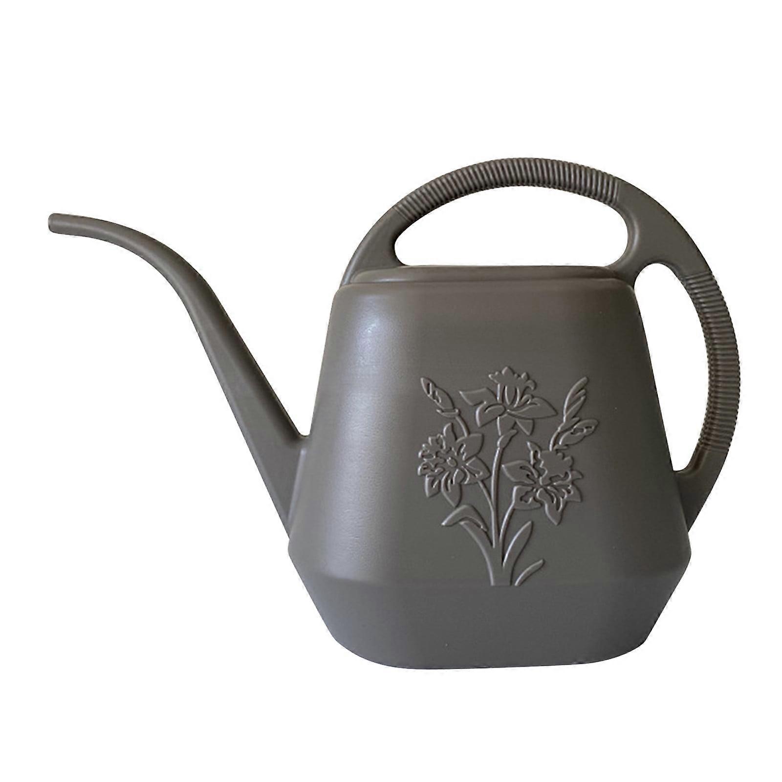 1 Gallon Long Spout Watering Can with Handle, Flower Patterns Plastic Garden Watering Can for Indoor Plants