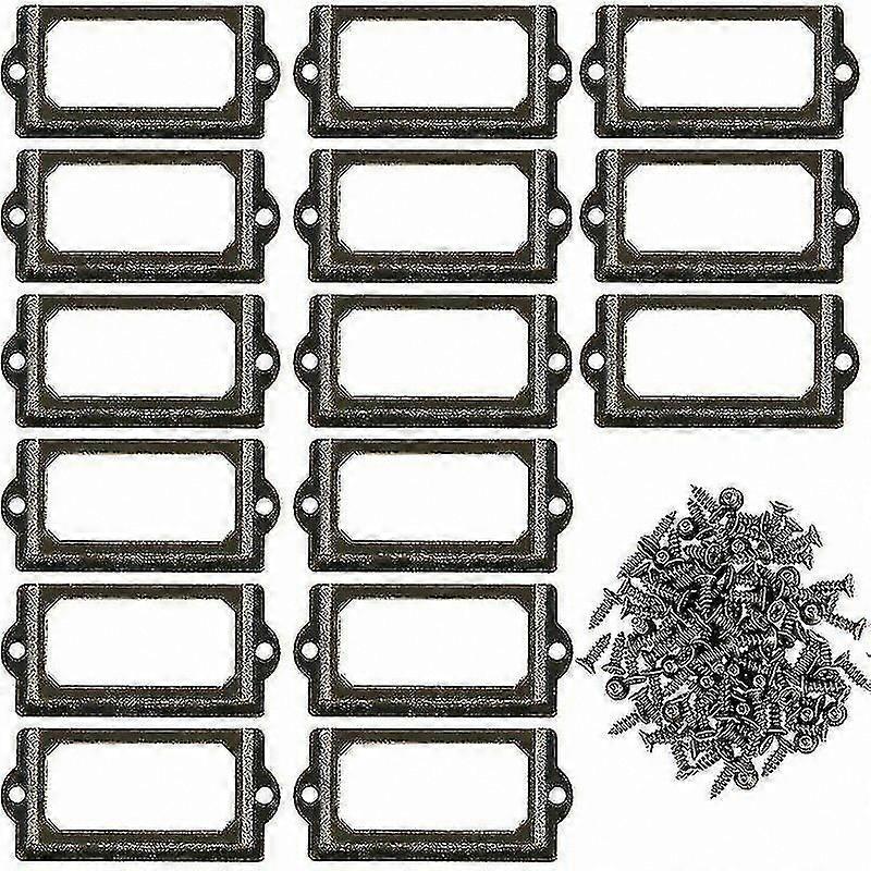 Metal Label Holders with Screws for Furniture, Desk Drawer, and Cabinet Name Plate Frames (30 Pack)