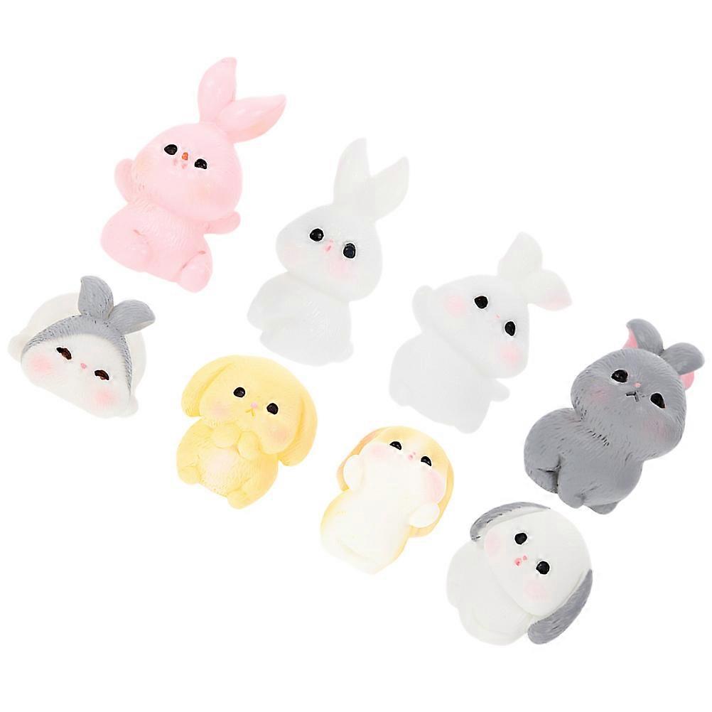 Bunny Statue Resin Miniature Decor for Desktop 32Pcs Mixed Style