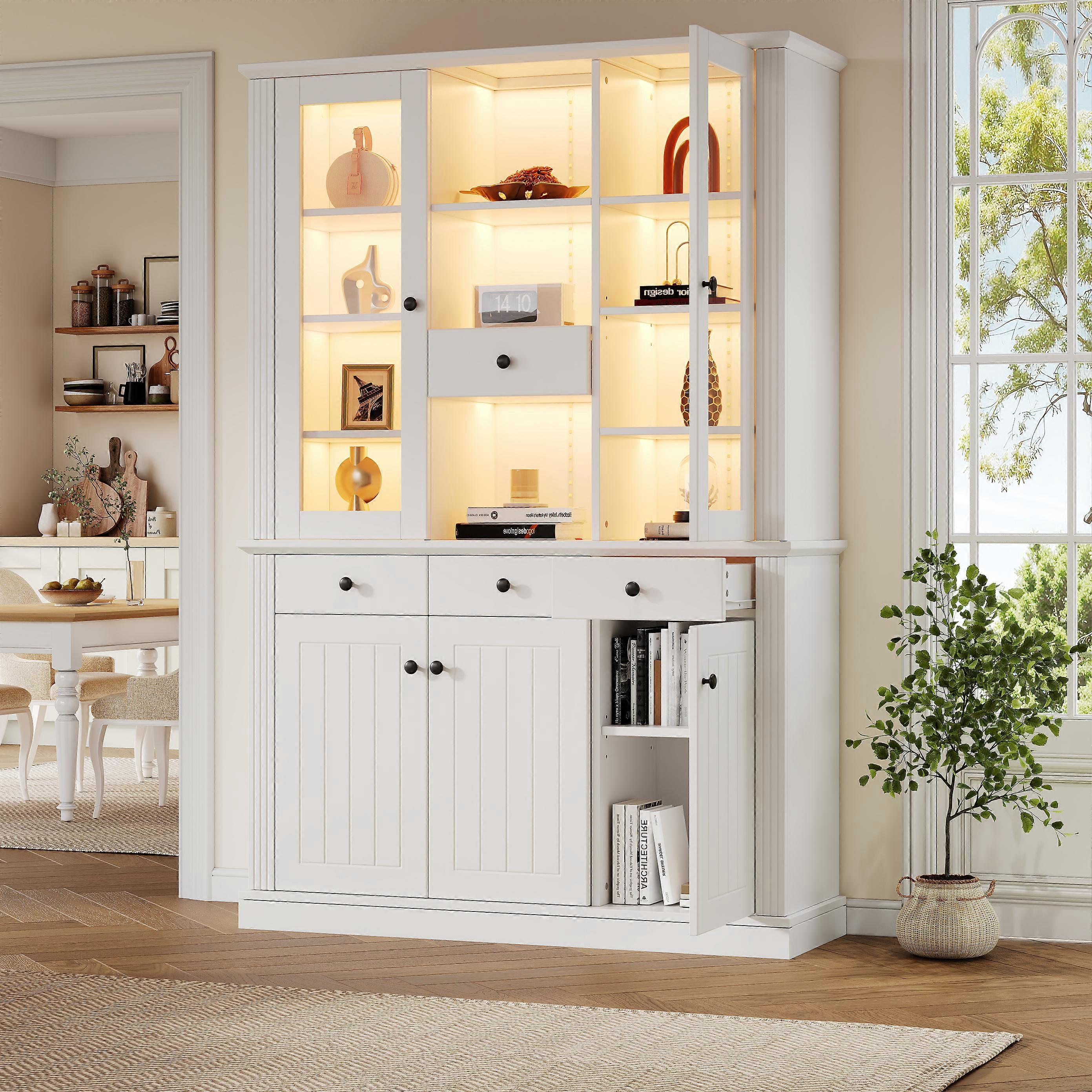 LED Wood Composite Display Storage Cabinet 120cm Wide Unit