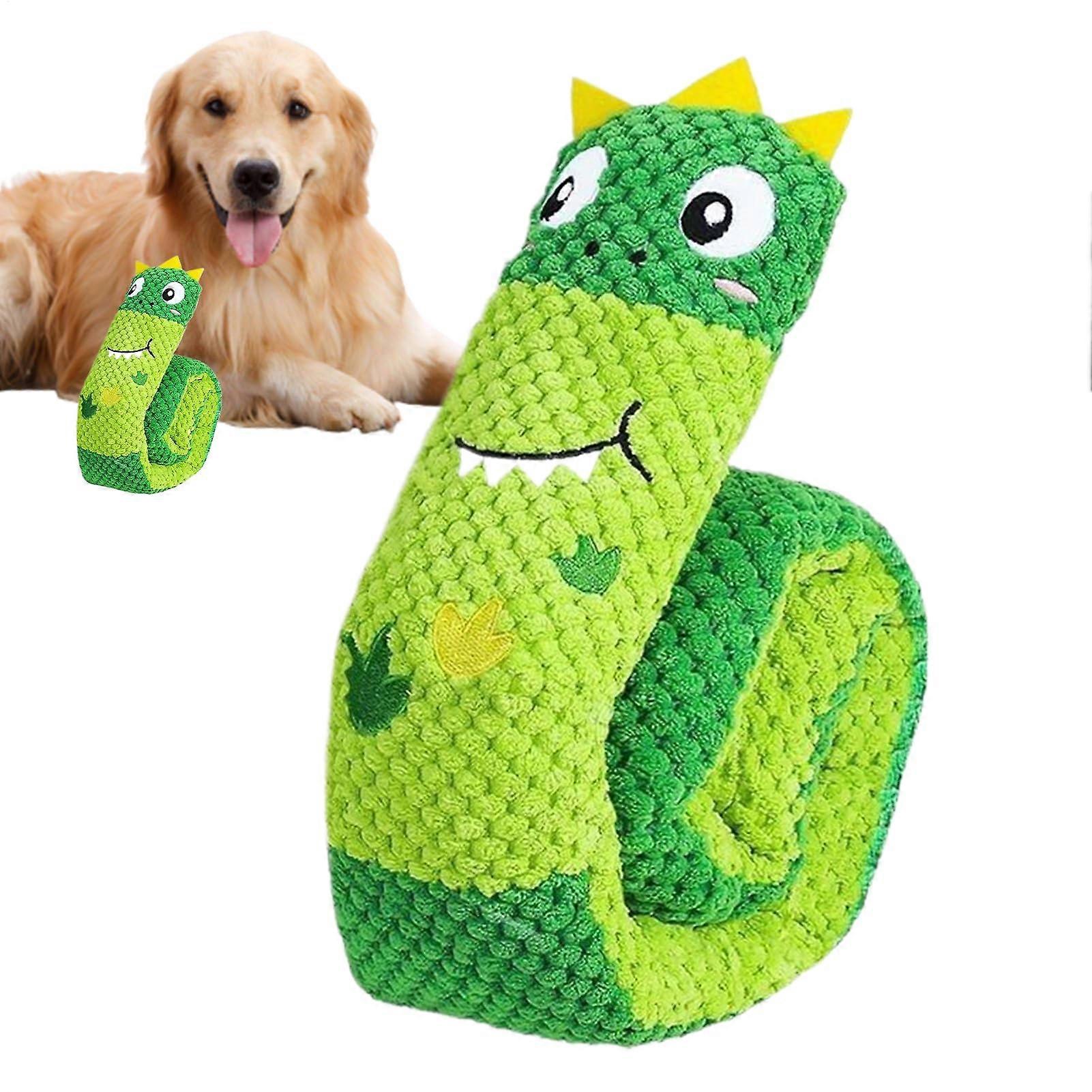 Aggressive Dog Chew Toys Squeaky Plush Interactive Food Puzzle Toys Green For Puppy Training Enrichment