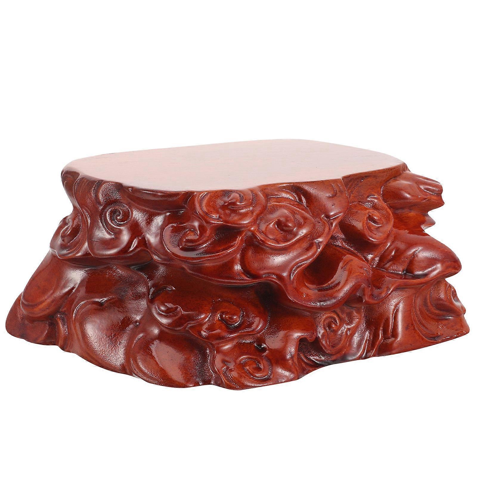 Carved Cloud Pattern Display Stand For Crystal Balls And Statues Made From Wood Suitable For Plant Lovers 1Set
