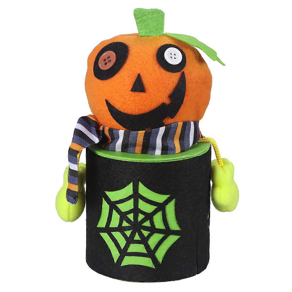 Halloween Candy Jars Tin Pumpkin Candy Jar for 2Pcs Sweet Container