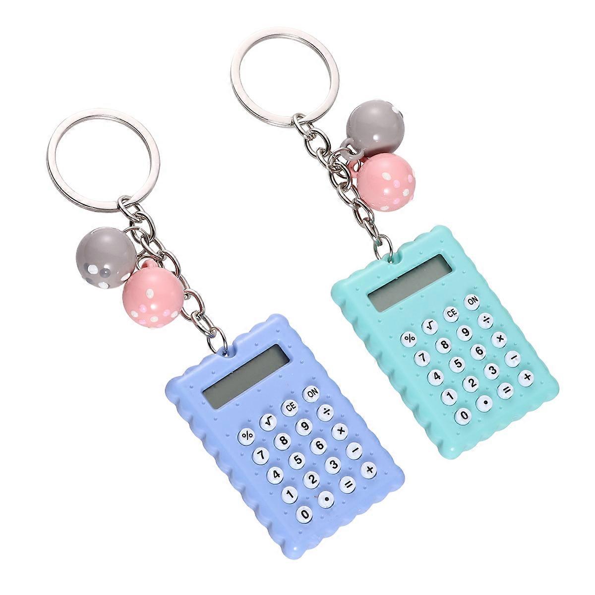 Portable Electronic Calculator Key Ring Shaped Calculator for Calculating 2Pcs Mini