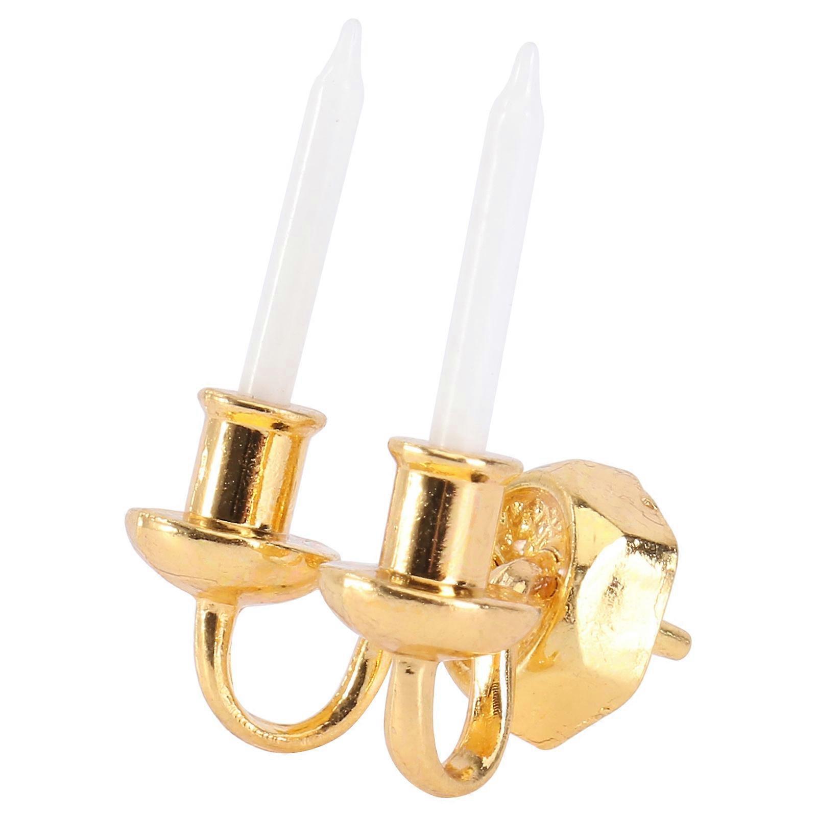 Mini Two-Headed Candle Wall Decor for Miniature Scene Toy 2Pcs