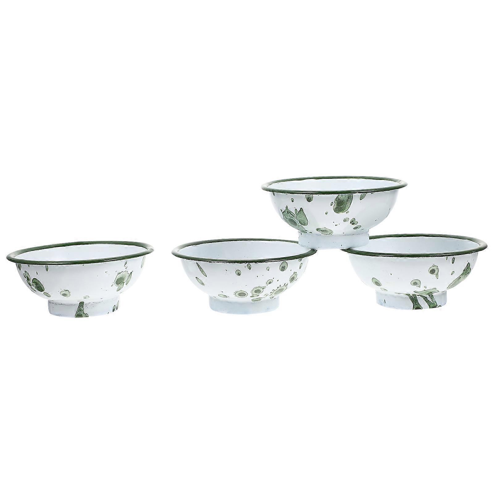 Enamel Food Bowl Vintage Look for Home Use 8Pcs Green Containers