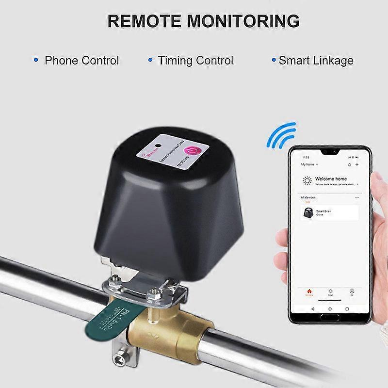 WiFi smart vannventil med timer vann automatisk avstengningsventilkontroller hjemmeautomatisering vannavstengningsventil kompatibel med Alexa, applikasjon