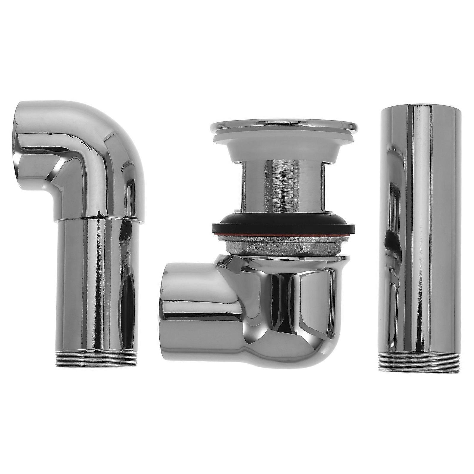 Universal Fit Sink Waste Pipe Assembly In Silver For Plumbing Accessories 2Pcs Effortless Drainage And Filtration Functionality