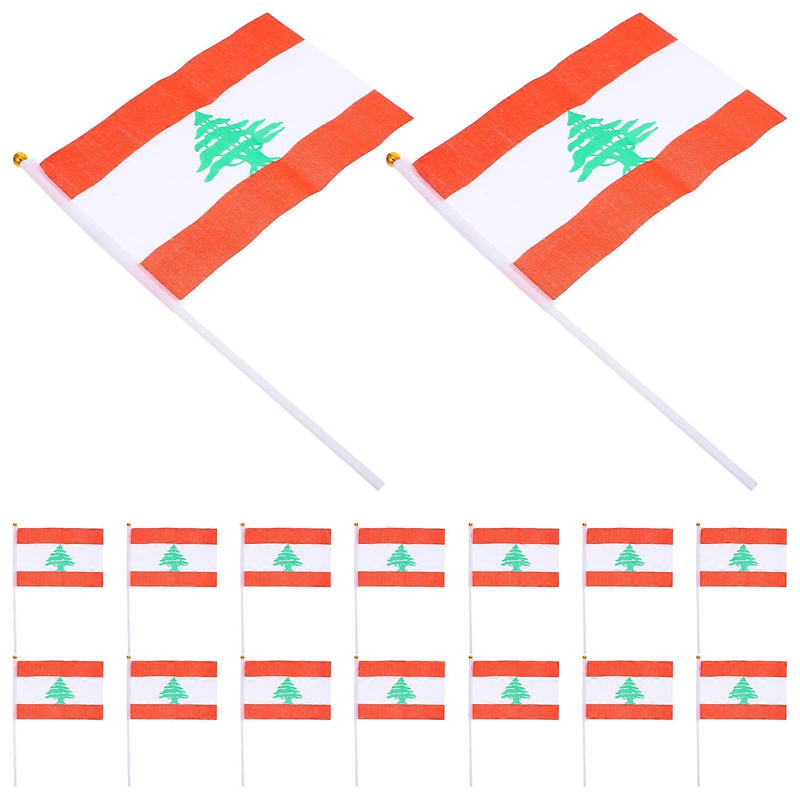 Lebanese Small Handheld Flags Polyester Stick Flags 80Pcs for Sports