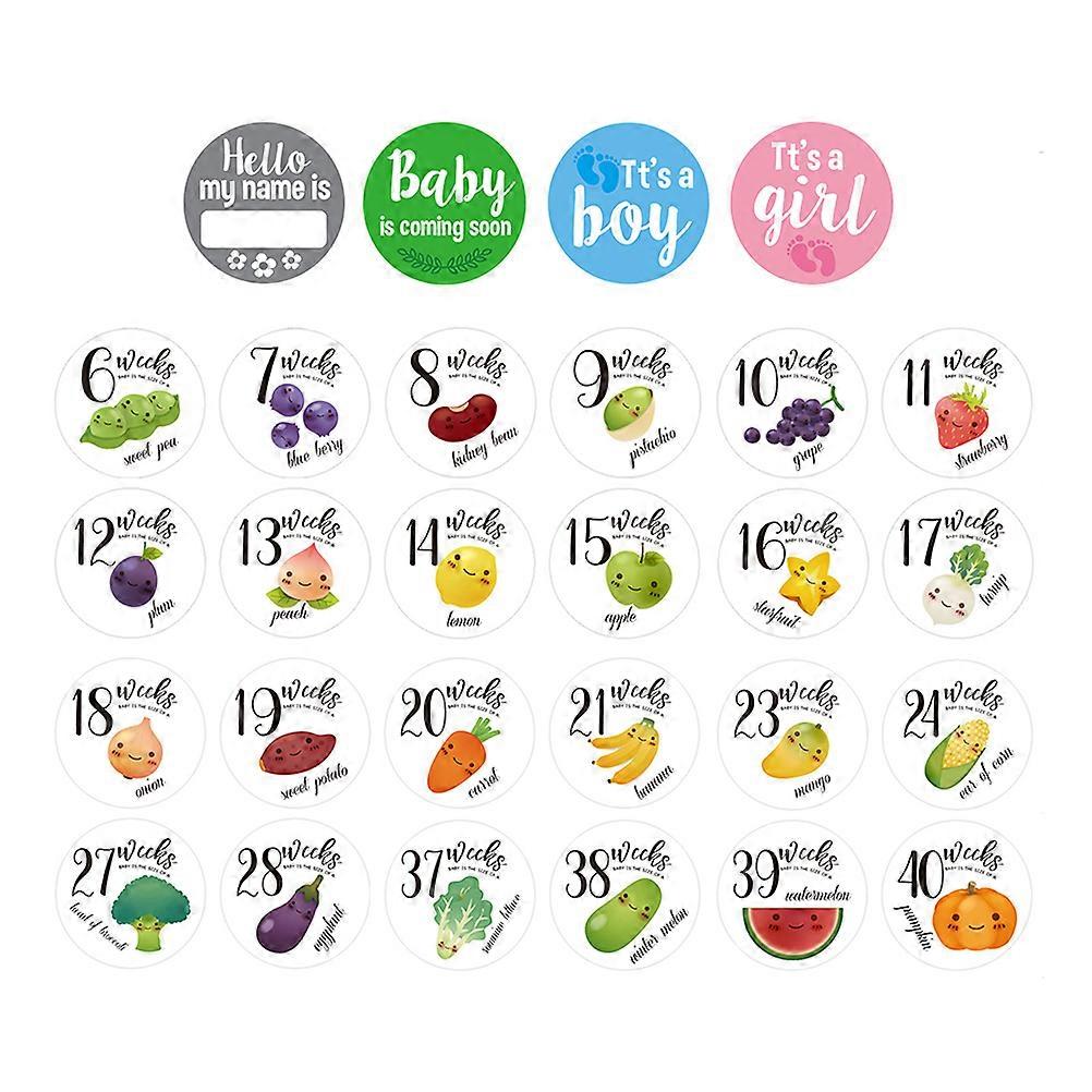 Bump Stickers Pregnancy Commemorative Photography Props Square Adhesive Paper 10x10cm Removable Without Residue 28Pcs