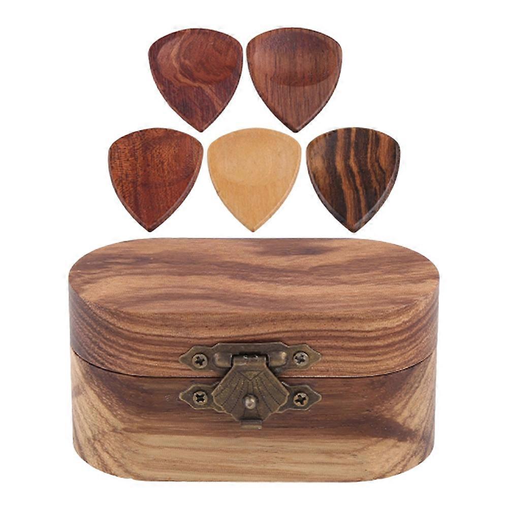 Electric Guitar Picks Pack Containing 4 Sets Of Wooden Picks For Guitarists Perfect For Traveling And Organizing In A Compact Storage Box