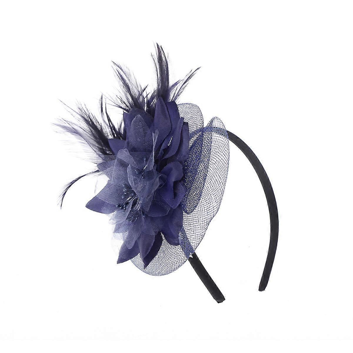 Headband Big Flower Headband for Party Use Navy Blue