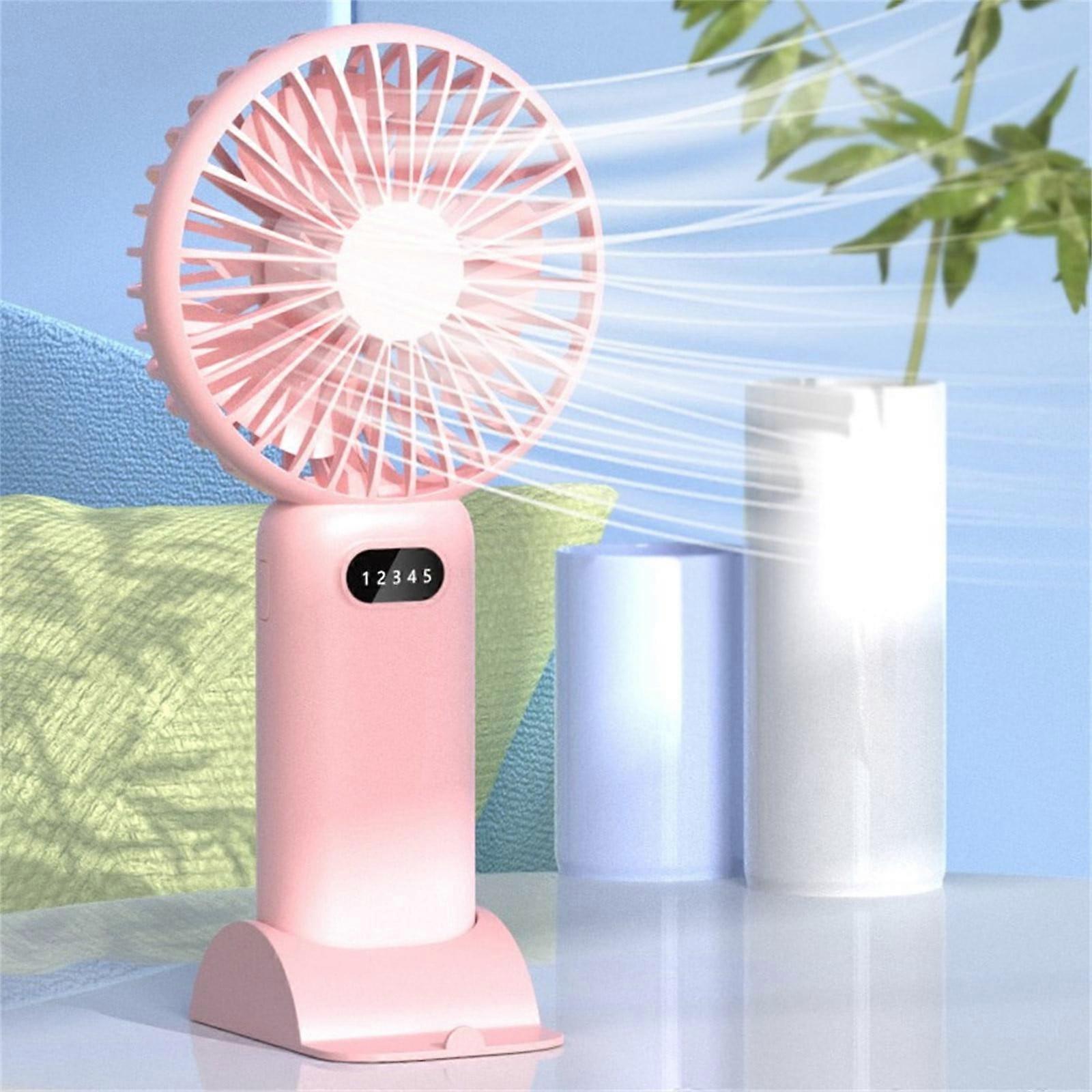 Fanshiluo Mini Handheld Fan, Portable Foldable USB Fan with Smart LED Display, Quiet Small Desk Fan with 5 Speeds for Office, Outdoor, Sport, Home,