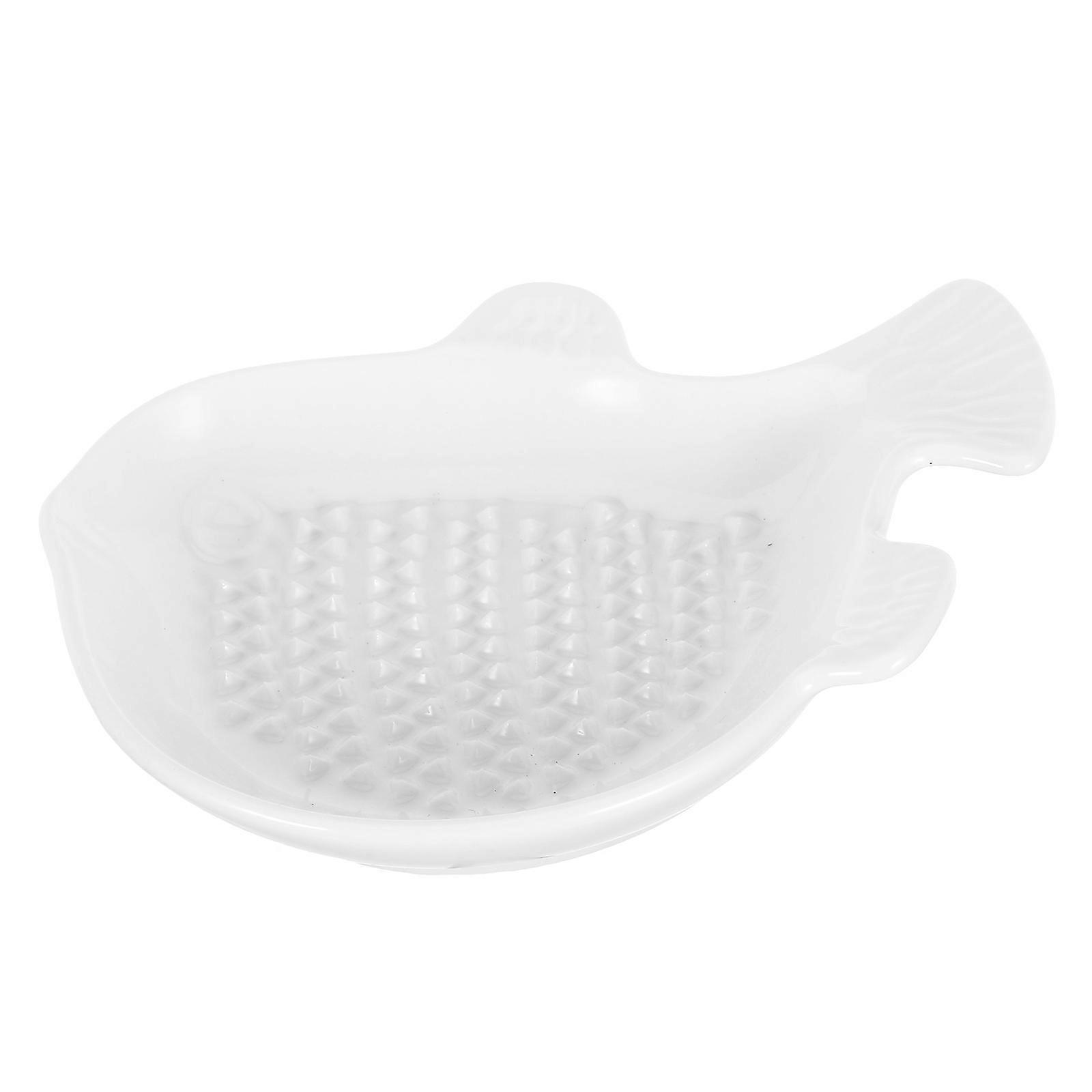 Kitchen Ceramic Ginger Plate for Manual Grinding 3Pcs White