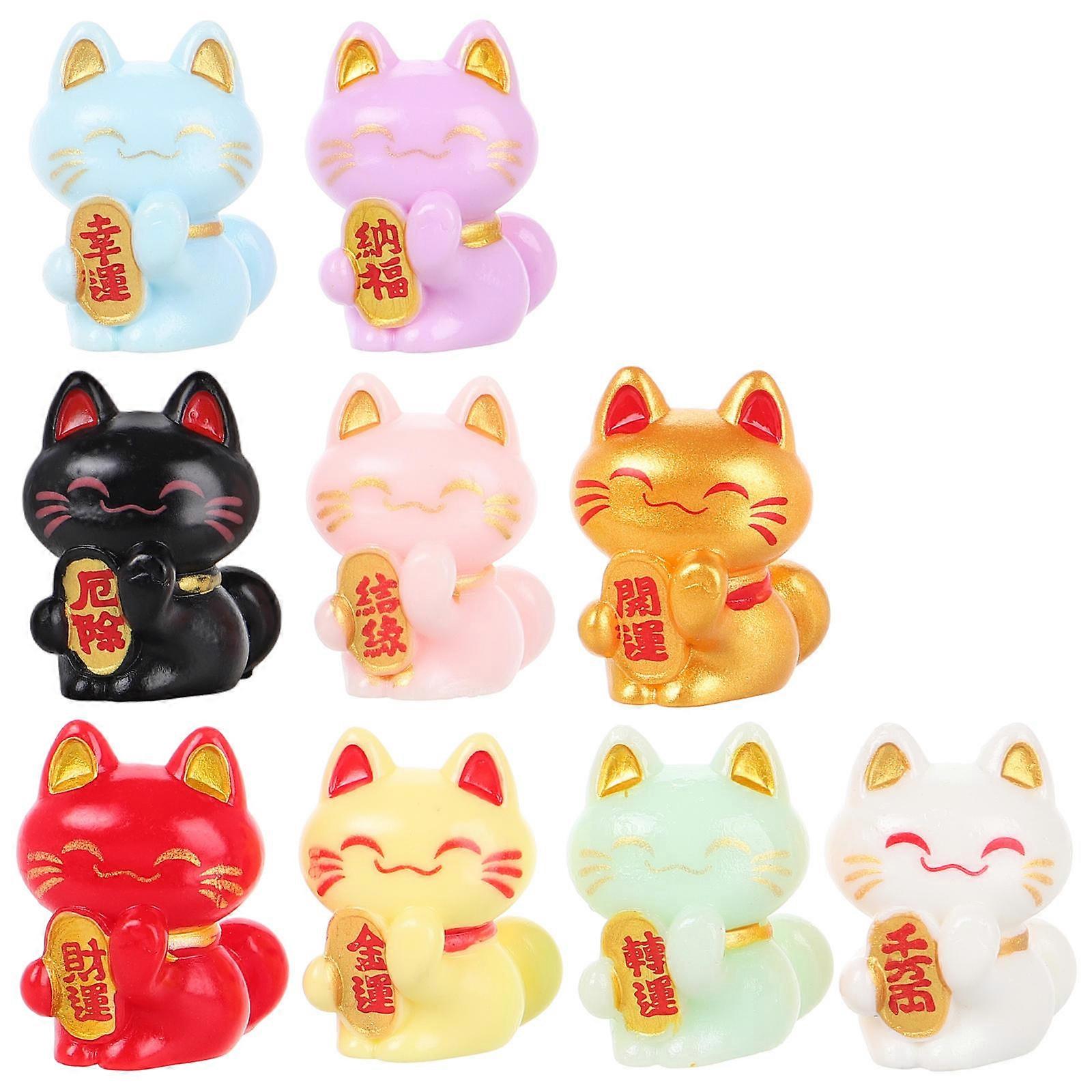 Mini Luck Cat Sculpture for Decor 36Pcs Resin Assorted Color Cat Figures